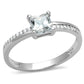 MATS558 - Rhodium 925 Sterling Silver Ring with AAA Grade CZ  in Clear