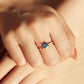 MATS559 - Gold 925 Sterling Silver Ring with AAA Grade CZ  in Sea Blue