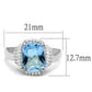MATS562 - Rhodium 925 Sterling Silver Ring with Synthetic Synthetic Glass in Light Sapphire