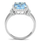 MATS562 - Rhodium 925 Sterling Silver Ring with Synthetic Synthetic Glass in Light Sapphire