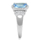 MATS562 - Rhodium 925 Sterling Silver Ring with Synthetic Synthetic Glass in Light Sapphire