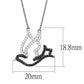 MATS563 - Rhodium + Ruthenium 925 Sterling Silver Chain Pendant with AAA Grade CZ  in Clear
