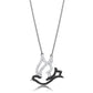 MATS563 - Rhodium + Ruthenium 925 Sterling Silver Chain Pendant with AAA Grade CZ  in Clear