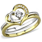 MATS565 - Gold+Rhodium 925 Sterling Silver Ring with AAA Grade CZ  in Clear
