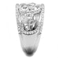 MATS573 - Rhodium 925 Sterling Silver Ring with AAA Grade CZ  in Clear