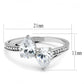 MATS578 - Rhodium 925 Sterling Silver Ring with AAA Grade CZ  in Clear