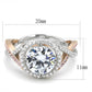 MATS585 - Rose Gold + Rhodium 925 Sterling Silver Ring with AAA Grade CZ  in Clear