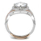 MATS585 - Rose Gold + Rhodium 925 Sterling Silver Ring with AAA Grade CZ  in Clear