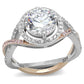 MATS585 - Rose Gold + Rhodium 925 Sterling Silver Ring with AAA Grade CZ  in Clear