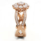MATS586 - Rose Gold 925 Sterling Silver Ring with AAA Grade CZ  in Clear