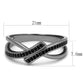 MATS599 - Ruthenium 925 Sterling Silver Ring with Synthetic Spinel in Jet