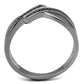 MATS599 - Ruthenium 925 Sterling Silver Ring with Synthetic Spinel in Jet