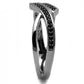 MATS599 - Ruthenium 925 Sterling Silver Ring with Synthetic Spinel in Jet