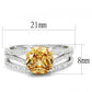 MATS604 - Rhodium 925 Sterling Silver Ring with AAA Grade CZ  in Champagne