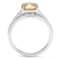 MATS604 - Rhodium 925 Sterling Silver Ring with AAA Grade CZ  in Champagne