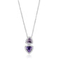 MATS607 - Rhodium 925 Sterling Silver Chain Pendant with AAA Grade CZ  in Amethyst