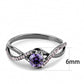 MATS610 - Ruthenium 925 Sterling Silver Ring with AAA Grade CZ  in Amethyst