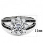MATS611 - Ruthenium 925 Sterling Silver Ring with AAA Grade CZ  in Clear