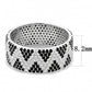 MATS613 - Rhodium 925 Sterling Silver Ring with AAA Grade CZ  in Jet