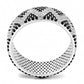 MATS613 - Rhodium 925 Sterling Silver Ring with AAA Grade CZ  in Jet