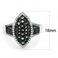 MATS614 - Rhodium + Ruthenium 925 Sterling Silver Ring with Synthetic Synthetic Glass in Blue Zircon