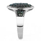 MATS614 - Rhodium + Ruthenium 925 Sterling Silver Ring with Synthetic Synthetic Glass in Blue Zircon