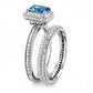 MATS615 - Rhodium 925 Sterling Silver Ring with Synthetic Synthetic Glass in Sea Blue