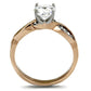 MATK1163 - Two-Tone IP Rose Gold Stainless Steel Ring with AAA Grade CZ  in Clear