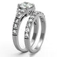 MATK1331 - High polished (no plating) Stainless Steel Ring with AAA Grade CZ  in Clear