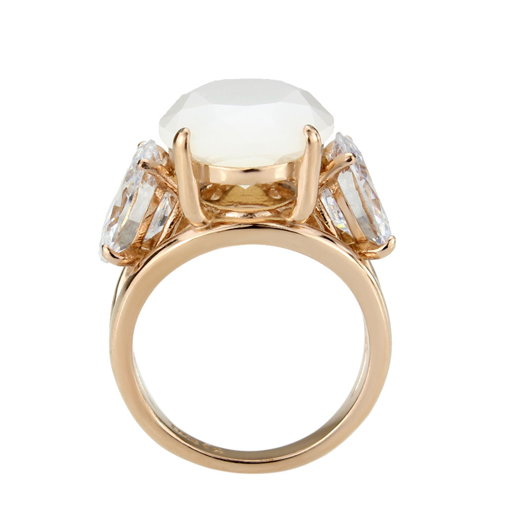 MATK3788 - IP Rose Gold(Ion Plating) Stainless Steel Ring with Synthetic in Fireopal