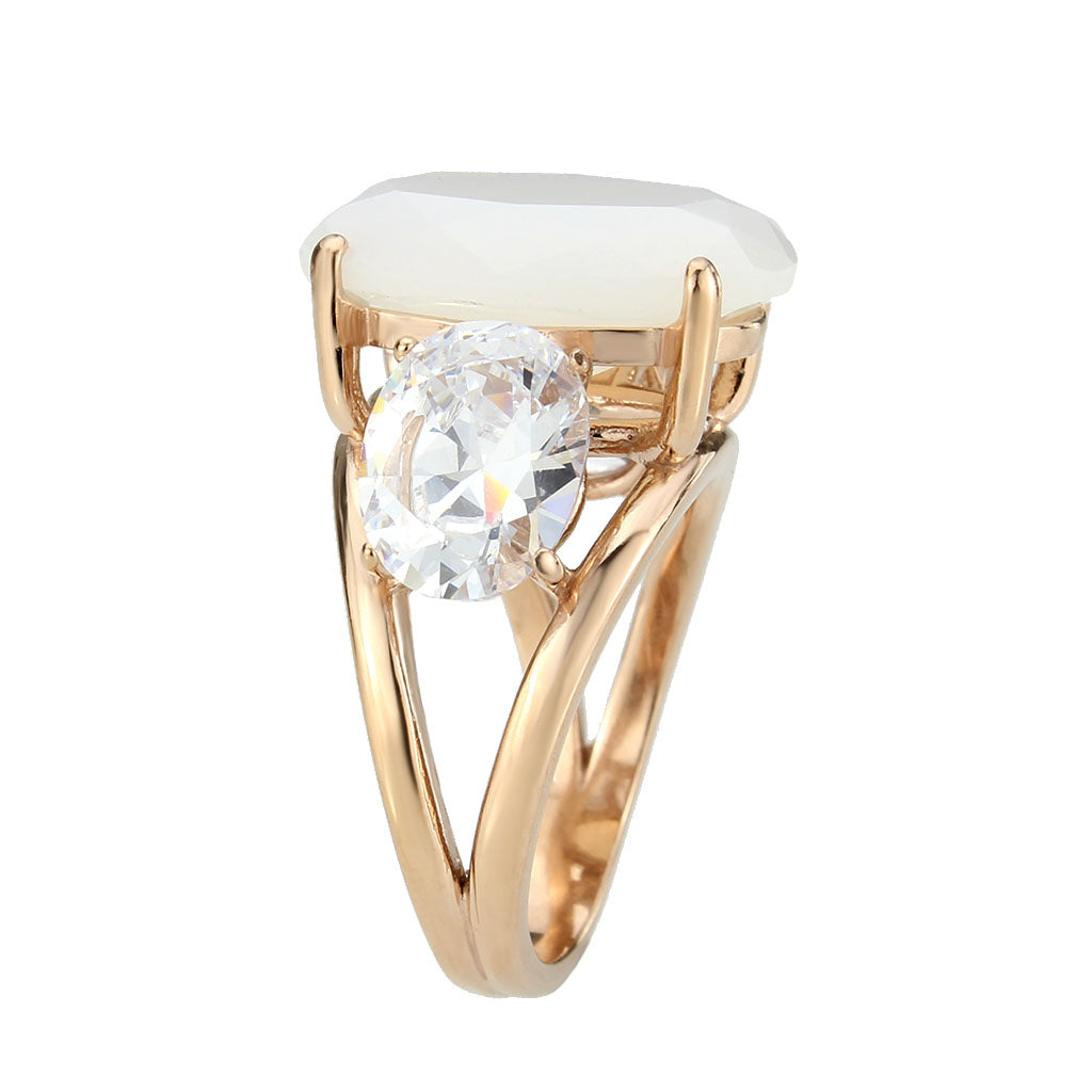 MATK3788 - IP Rose Gold(Ion Plating) Stainless Steel Ring with Synthetic in Fireopal