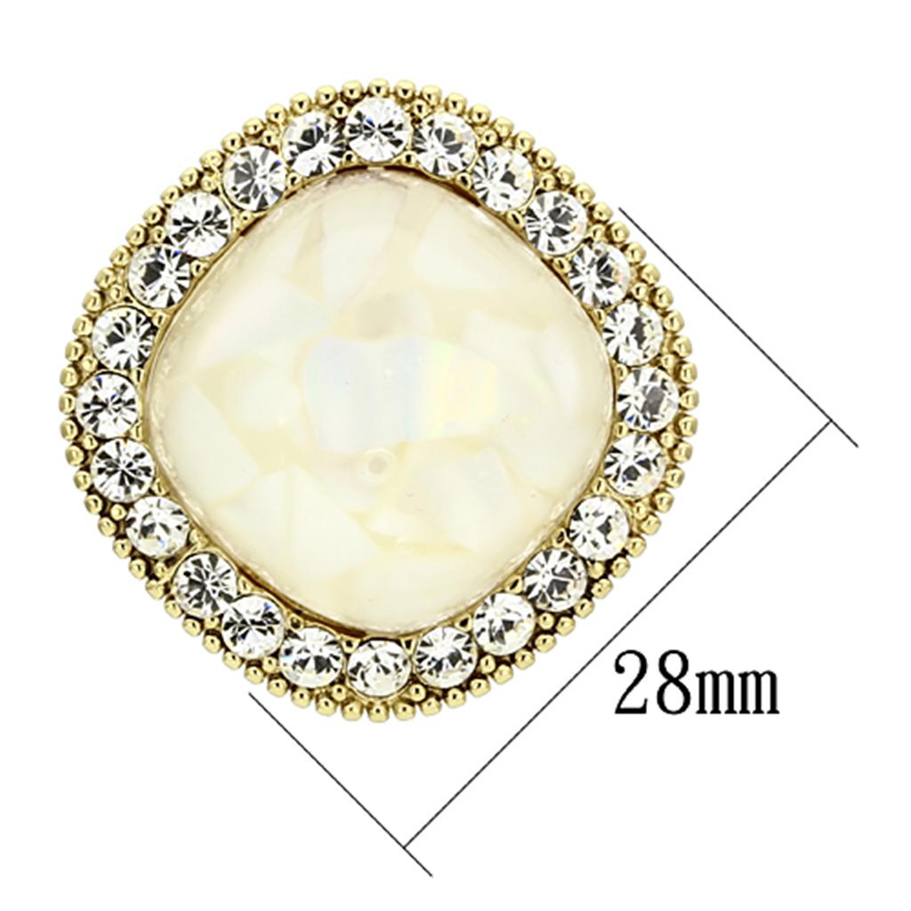 MAVL067 - IP Gold(Ion Plating) Brass Earrings with Precious Stone Conch in White