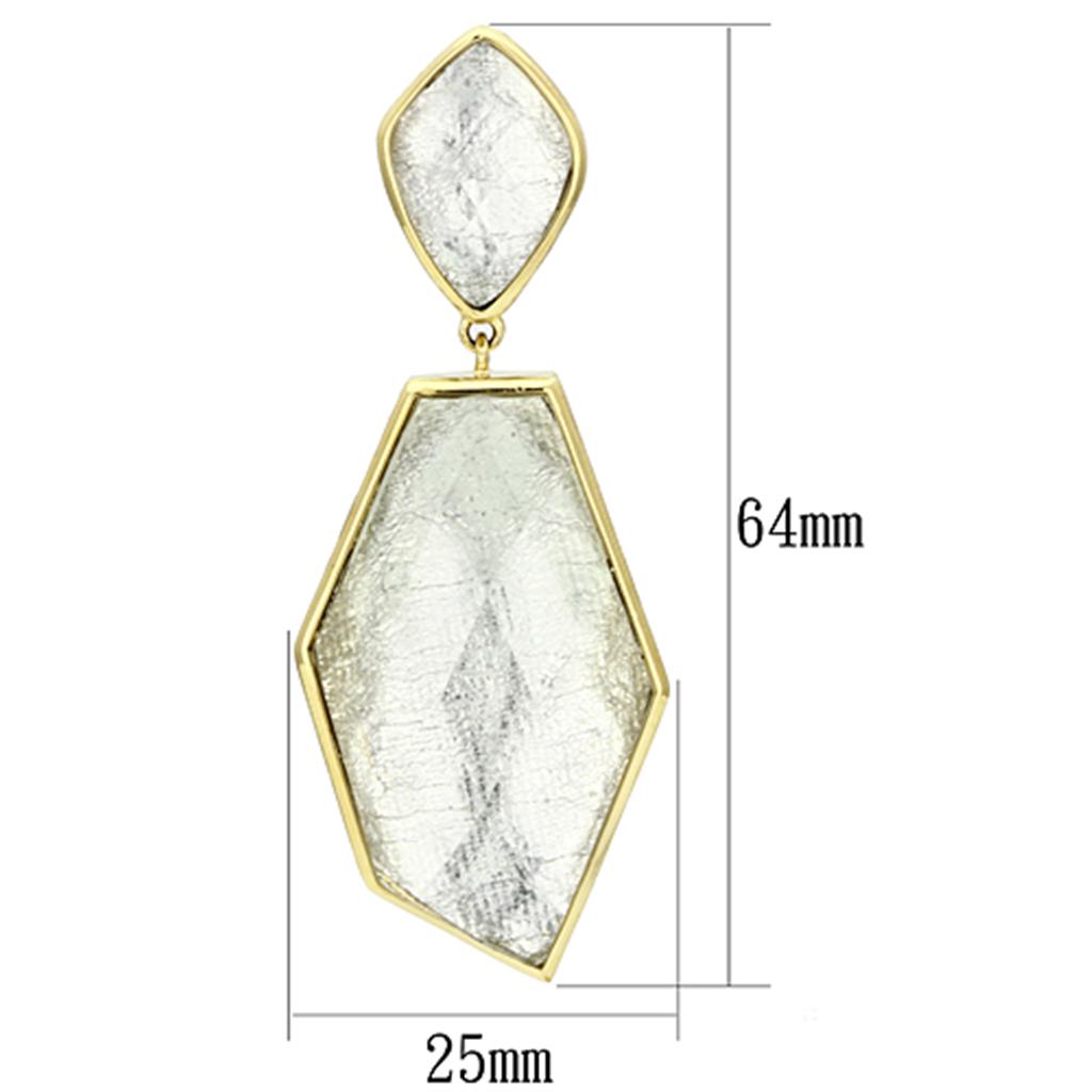 MAVL075 - IP Gold(Ion Plating) Brass Earrings with Synthetic Synthetic Stone in White