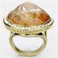 MAVL083 - IP Gold(Ion Plating) Brass Ring with Synthetic Synthetic Stone in Orange