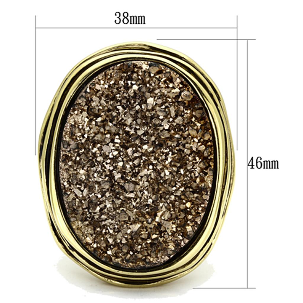 MAVL085 - IP Gold(Ion Plating) Brass Ring with Synthetic Synthetic Stone in Champagne