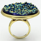 MAVL086 IP Gold(Ion Plating) Brass Ring with Synthetic in Sapphire