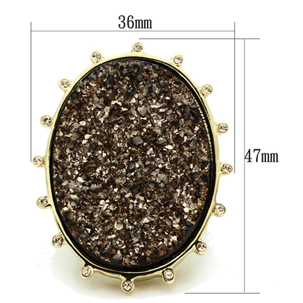 MAVL087 - IP Gold(Ion Plating) Brass Ring with Synthetic Synthetic Stone in Champagne