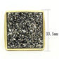 MAVL088 - IP Gold(Ion Plating) Brass Ring with Synthetic Synthetic Stone in Jet
