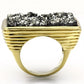MAVL088 - IP Gold(Ion Plating) Brass Ring with Synthetic Synthetic Stone in Jet