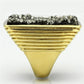 MAVL088 - IP Gold(Ion Plating) Brass Ring with Synthetic Synthetic Stone in Jet