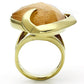 MAVL098 - IP Gold(Ion Plating) Stainless Steel Ring with Synthetic Synthetic Stone in Orange