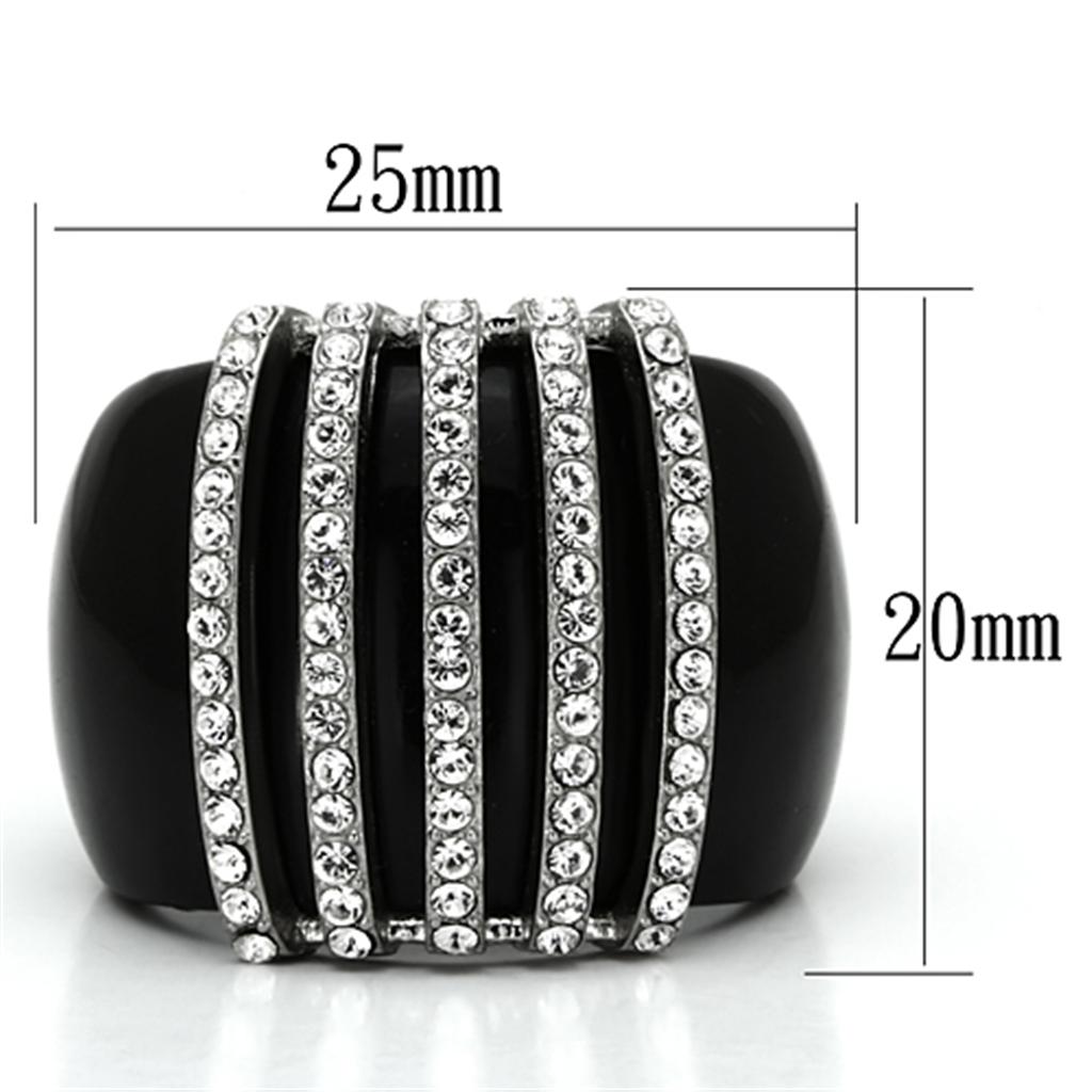 MAVL099 - High polished (no plating) Stainless Steel Ring with Top Grade Crystal  in Clear