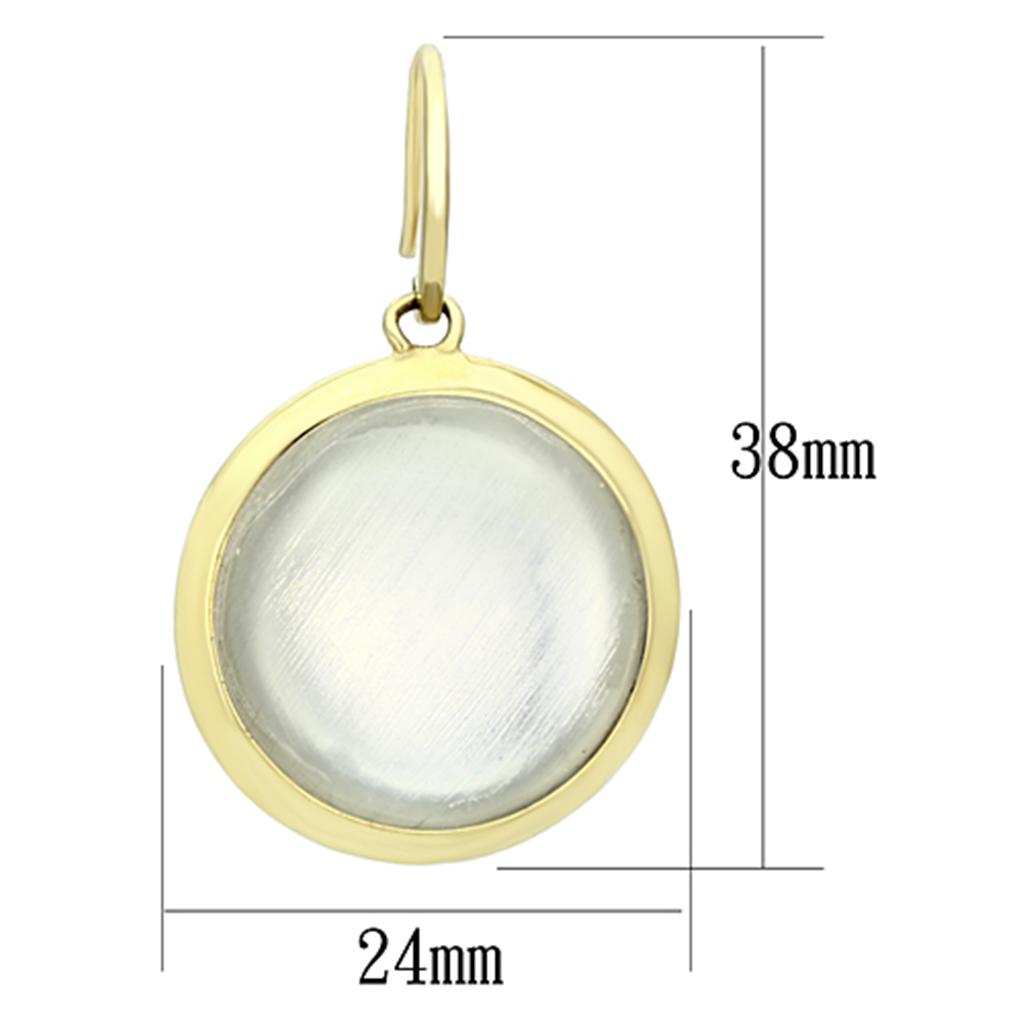 MAVL102 - IP Gold(Ion Plating) Brass Earrings with Synthetic Synthetic Stone in Clear
