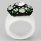 MAVL105 - IP Black(Ion Plating) Brass Ring with Top Grade Crystal  in Clear