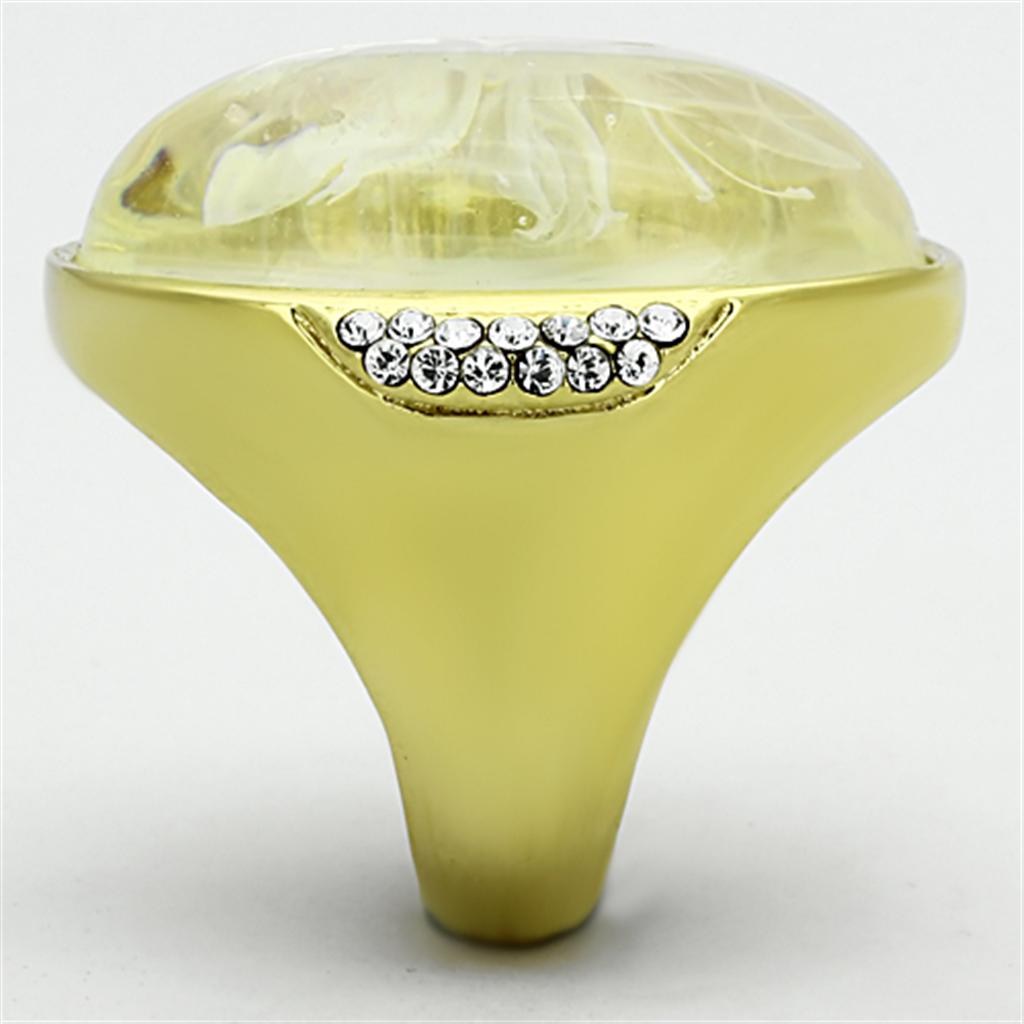 MAVL108 - IP Gold(Ion Plating) Stainless Steel Ring with Synthetic Synthetic Stone in Clear