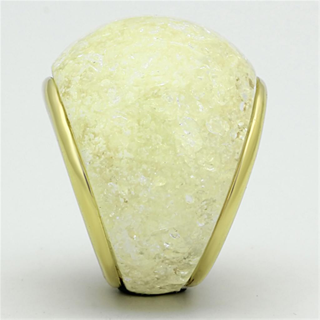MAVL109 - IP Gold(Ion Plating) Stainless Steel Ring with Synthetic Synthetic Stone in Citrine Yellow