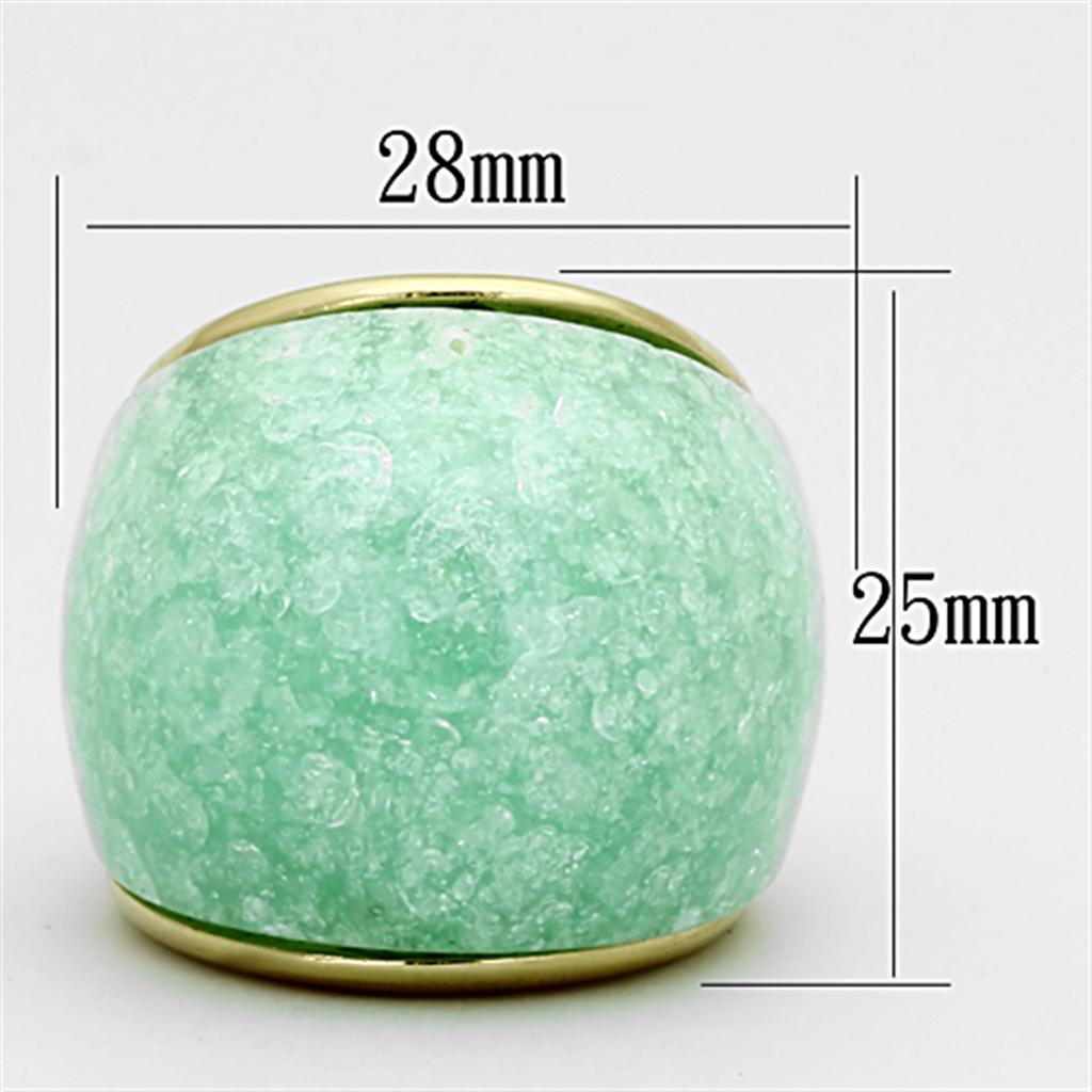 MAVL110 - IP Gold(Ion Plating) Stainless Steel Ring with Synthetic Synthetic Stone in Emerald