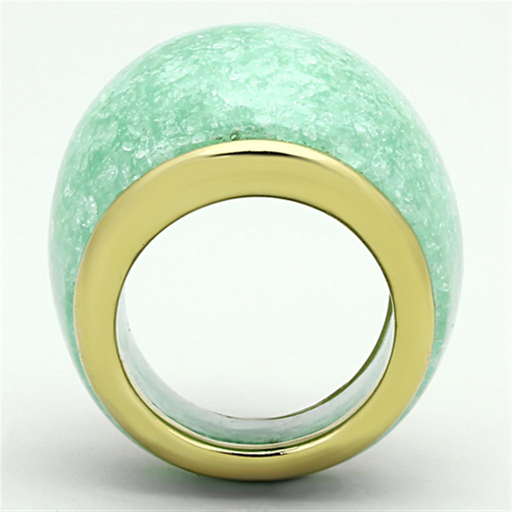 MAVL110 - IP Gold(Ion Plating) Stainless Steel Ring with Synthetic Synthetic Stone in Emerald