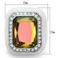 MAVL111 - High polished (no plating) Stainless Steel Ring with Synthetic Synthetic Stone in Aquamarine AB