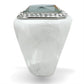 MAVL111 - High polished (no plating) Stainless Steel Ring with Synthetic Synthetic Stone in Aquamarine AB